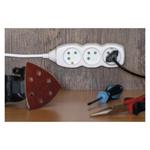 Predlžovací kábel 1,5 m / 4 zásuvky / biely / PVC / 1 mm2