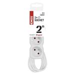 Predlžovací kábel Emos 2 m / 2 zásuvky / s vypínačom / biely / PVC / 1 mm2