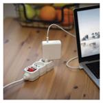 Predlžovací kábel Emos 2 m / 2 zásuvky / s vypínačom / biely / PVC / 1 mm2