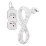 Predlžovací kábel Emos 3 m / 2 zásuvky / biely / PVC / 1 mm2
