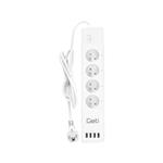 Predlžovací kábel Geti Smart GSS04, 4 zásuvky, 4x USB, Tuya
