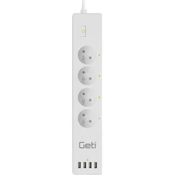 Predlžovací kábel Geti Smart GSS04, 4 zásuvky, 4x USB, Tuya