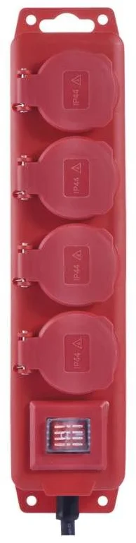 Predlžovací kábel gumový – 4 zásuvky, 10m, 1,5mm2, IP44 1902341000