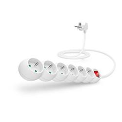 Predlžovací kábel IT 230 V, 6 zásuviek, 2 m, s vypínačom (biely)