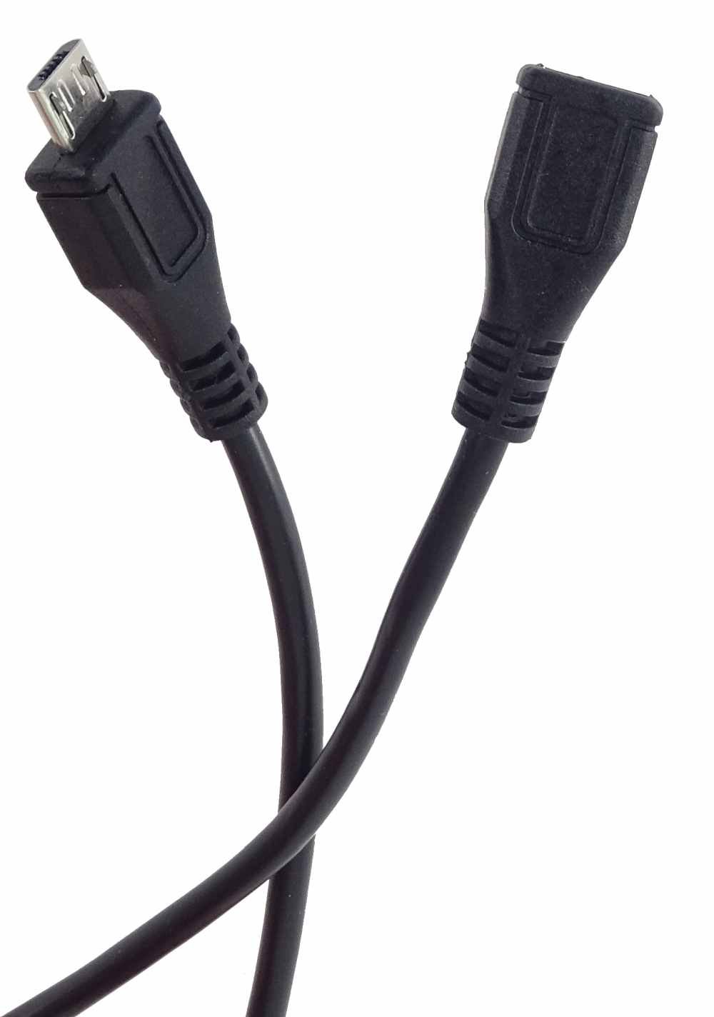 Predlžovací kábel PremiumCord micro USB 2.0 samec - samica, čierny 2 m