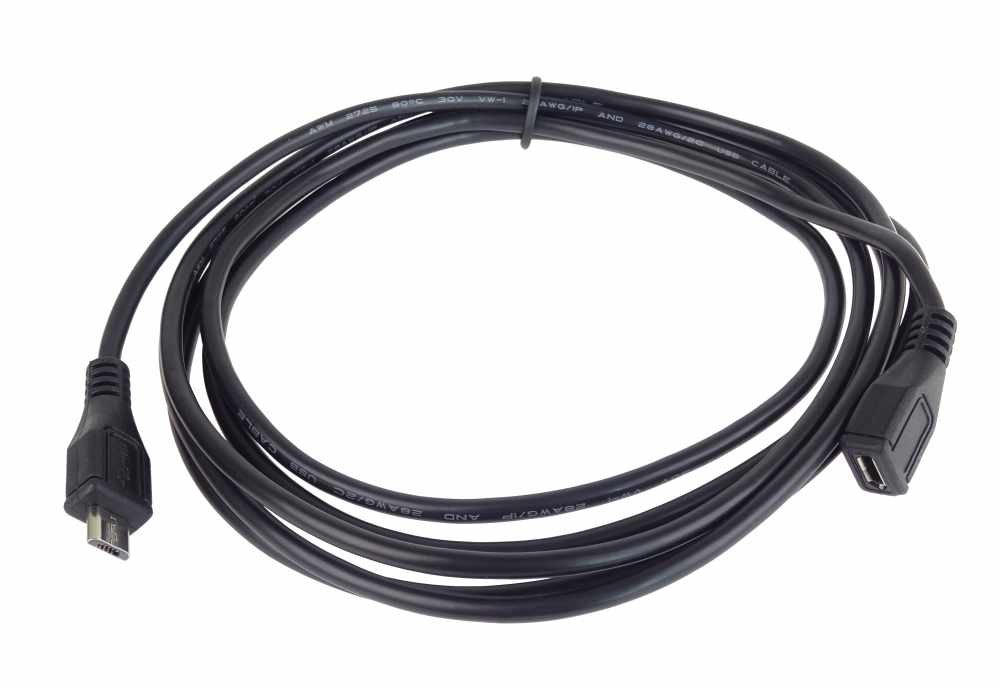 Predlžovací kábel PremiumCord micro USB 2.0 samec - samica, čierny 2 m