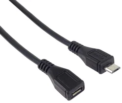 Predlžovací kábel PremiumCord microUSB 2.0 samec - samica, čierny 3 m