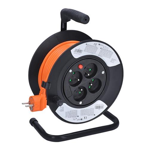 Predlžovací kábel Solight, 4 zásuvky, 15 m, oranžový kábel, 3x 1,0 mm2