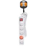 Predlžovací kábel Solight, 5 zásuviek, biely, vypínač, 3 m