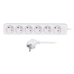 Predlžovací kábel Solight, 6 zásuviek, biely, 2 m