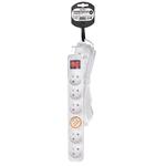 Predlžovací kábel Solight, 6 zásuviek, biely, vypínač, 3 m