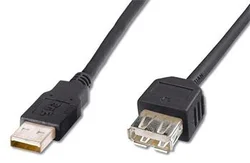 Predlžovací kábel USB 2.0, A-A, 0,5 m, čierny