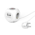 Predlžovacia kocka Hama, 3x schuko zásuvka, 2x USB-C, 2x USB-A, 1,4 m