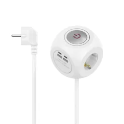 Predlžovacia kocka Hama, 3x schuko zásuvka, 2x USB-C, 2x USB-A, 1,4 m