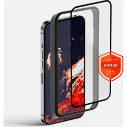 Prémiové ochranné tvrdené sklo FIXED Armor s aplikátorom pre Apple iPhone 15 Pro, čierne