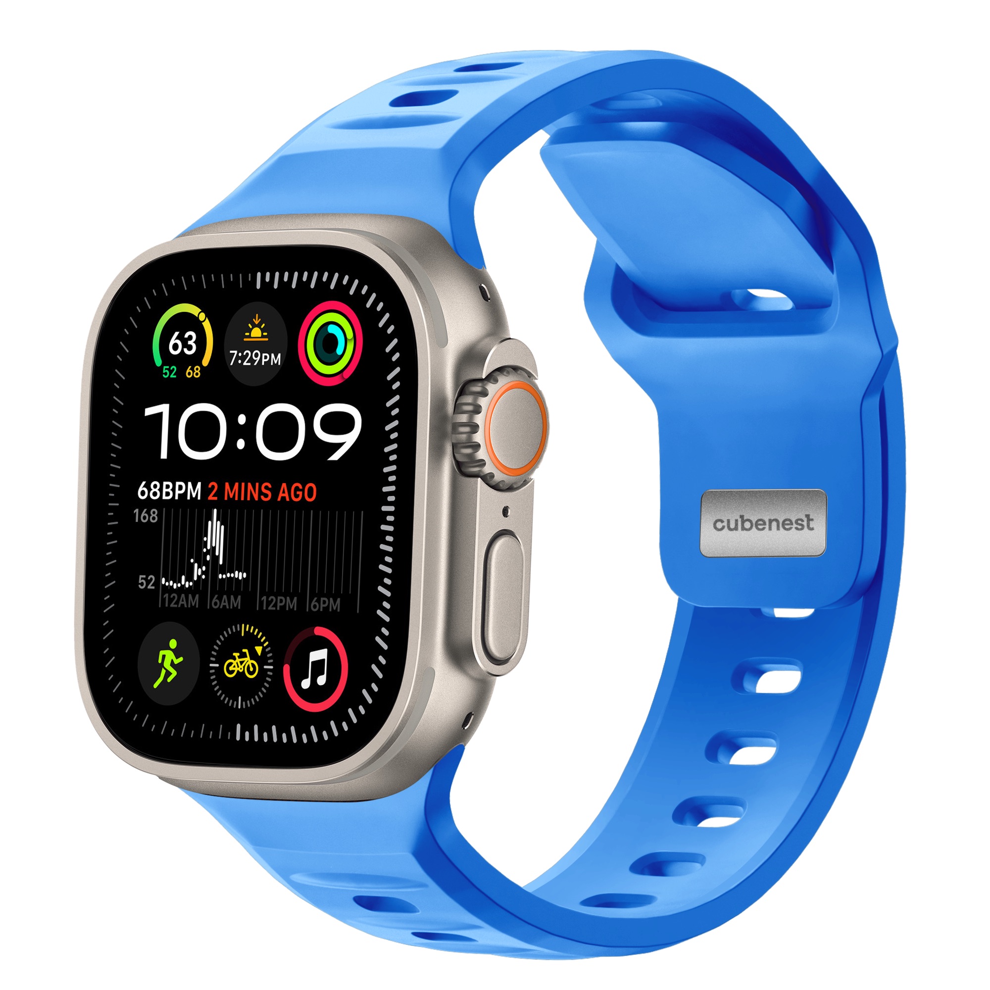 Prémiový silikónový náramok Cubenest BLUE (42-49 mm)