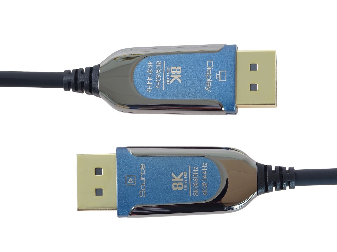 PremiumCord 8K Optický DisplayPort 1.4 přípojný kabel M/M, zlacené konekt. 25m