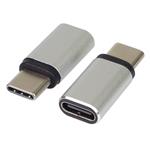PremiumCord Adaptér USB-C Female - USB-C Male, stříbrná