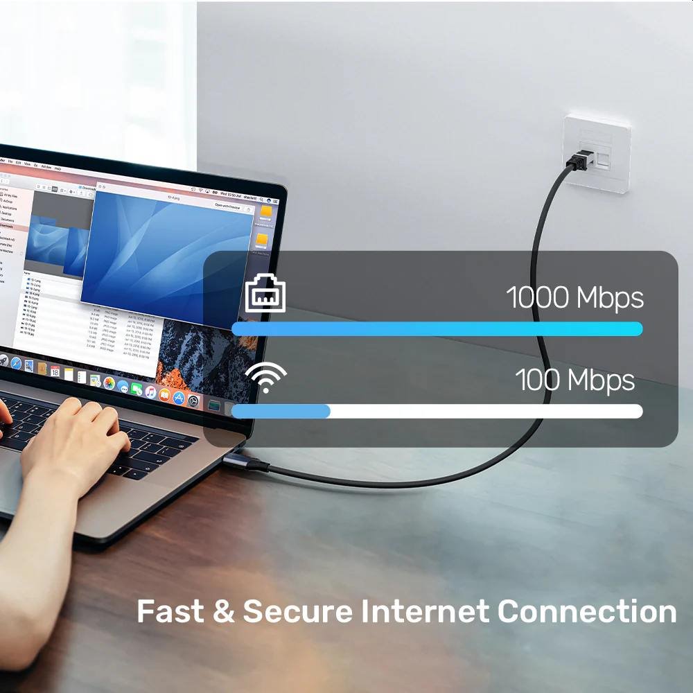PremiumCord Ethernetový kabel USB-C -> LAN RJ45 10/100/1000 MBIT délka 1m
