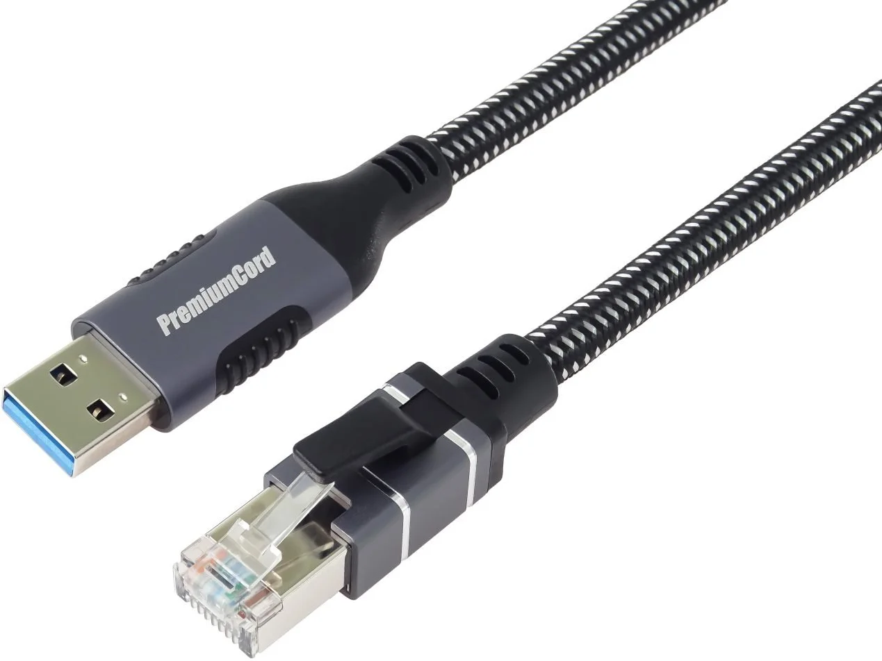 PremiumCord Ethernetový kábel USB3.2 -> LAN RJ45 10/100/1000 MBIT dĺžka 2 m