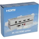 PremiumCord HDMI 2.1 splitter 1-2 porty, 8K@60Hz, 4K@120Hz, 1080p, HDR