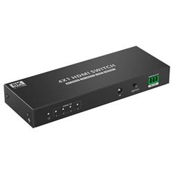 PremiumCord HDMI switch 4:1 s podporou rozlišení 8K@60Hz,4K@120Hz, 1080P, HDR, s ovládáním tlačítkem a dálkovým ovladačem