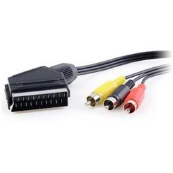PremiumCord Kabel SCART - 3xCINCH M/M 1.5m in/out přepínač