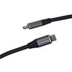 PremiumCord Kabel USB-C M/M, 100W 20V/5A 480Mbps bavlněný oplet, 2m