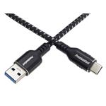 PremiumCord kabel USB-C - USB 3.0 A (USB 3.2 generation 1, 3A, 5Gbit/s) bavlněný oplet a hliníkové konektory 1m