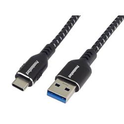 PremiumCord kabel USB-C - USB 3.0 A (USB 3.2 generation 1, 3A, 5Gbit/s) bavlněný oplet a hliníkové konektory 3m