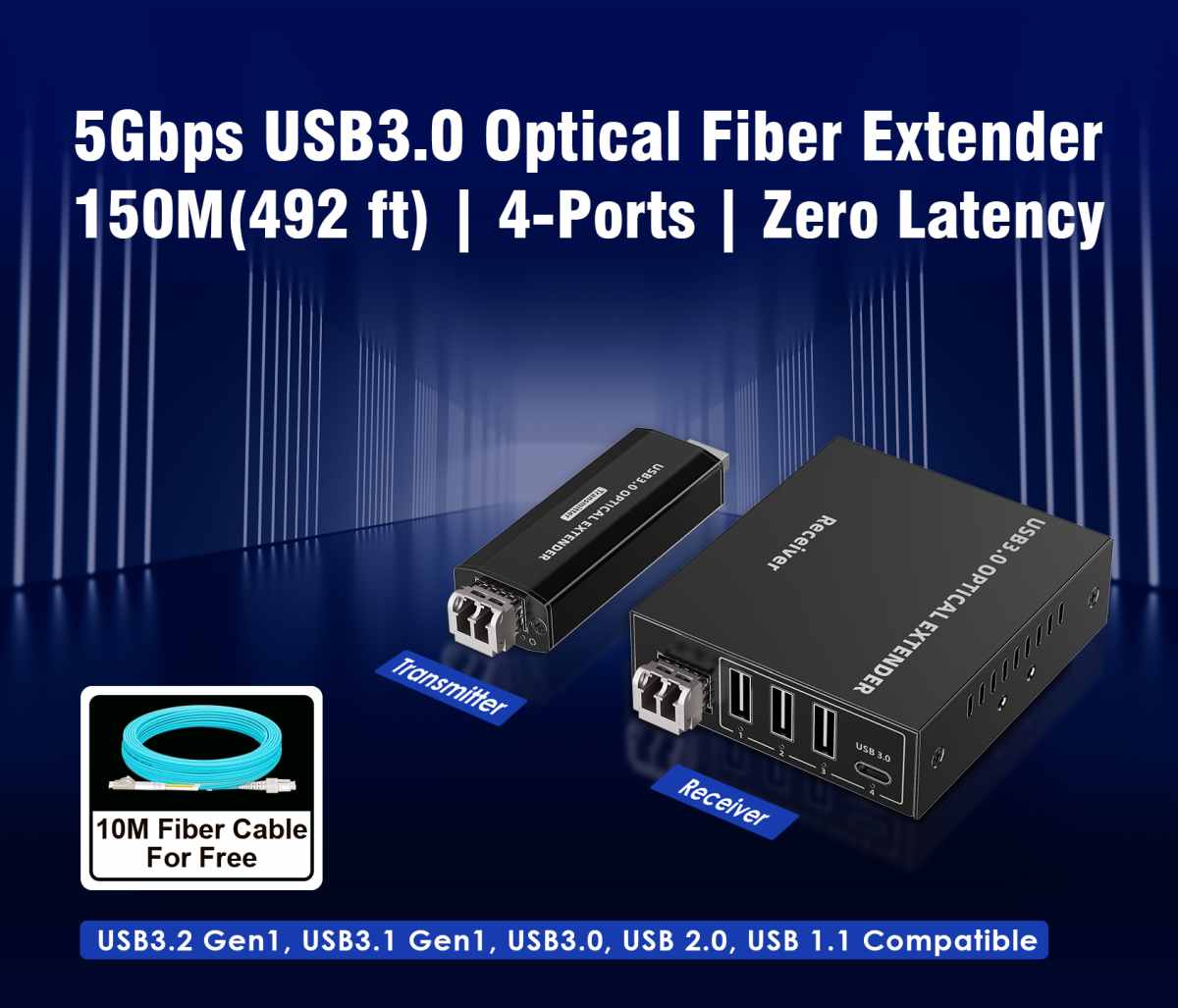 PremiumCord kuext5 – optický predlžovací kábel USB 3.2, 150 m