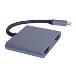 PremiumCord MST adaptér USB-C 2x HDMI, USB3.0, PD, rozlíšenie 4K a FULL HD 1080p ku31hdmi13