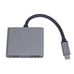 PremiumCord MST adaptér USB-C na 2x HDMI, USB3.0, PD, rozlíšenie 4K a FULL HD 1080p