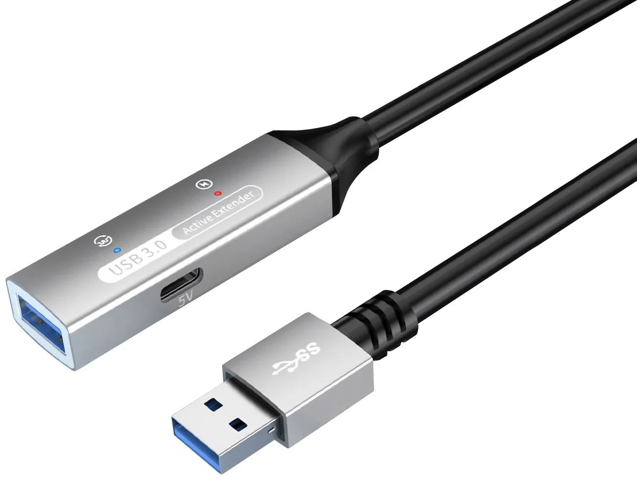 PremiumCord USB 3.2 opakovací a predlžovací kábel samec - samica, 5Gbps hliník 10 m