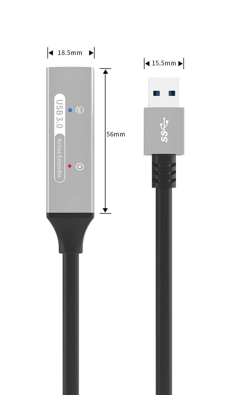 PremiumCord USB 3.2 opakovací a predlžovací kábel samec - samica, 5Gbps, hliník 15 m