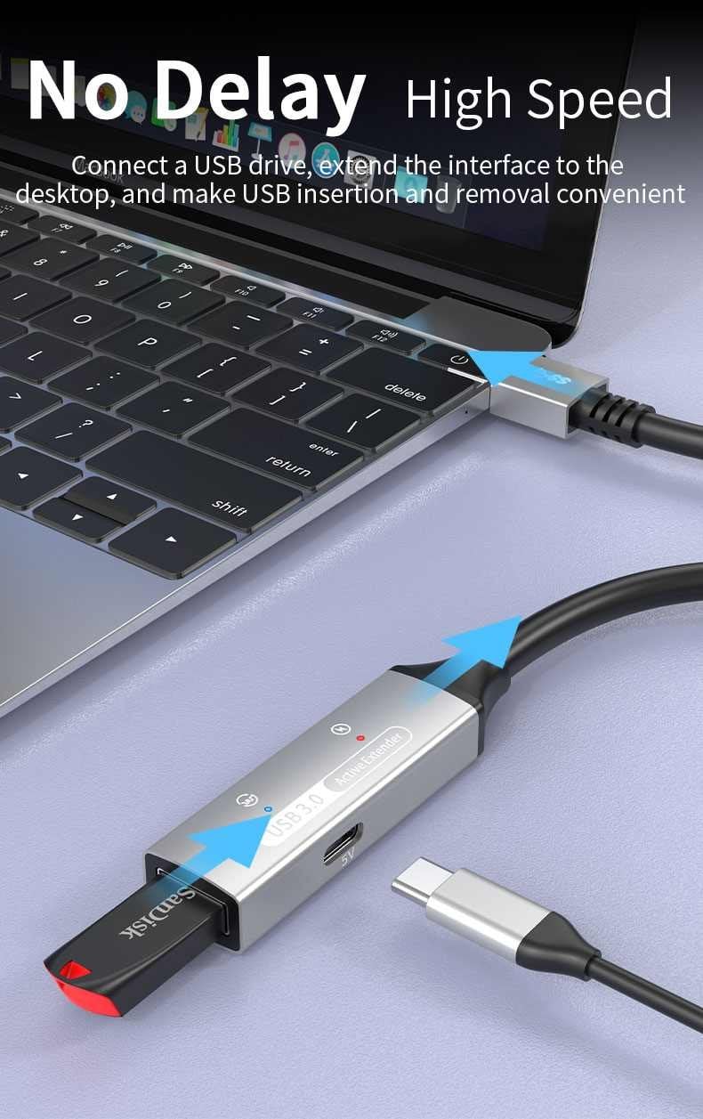 PremiumCord USB 3.2 rozbočovač a predlžovací kábel