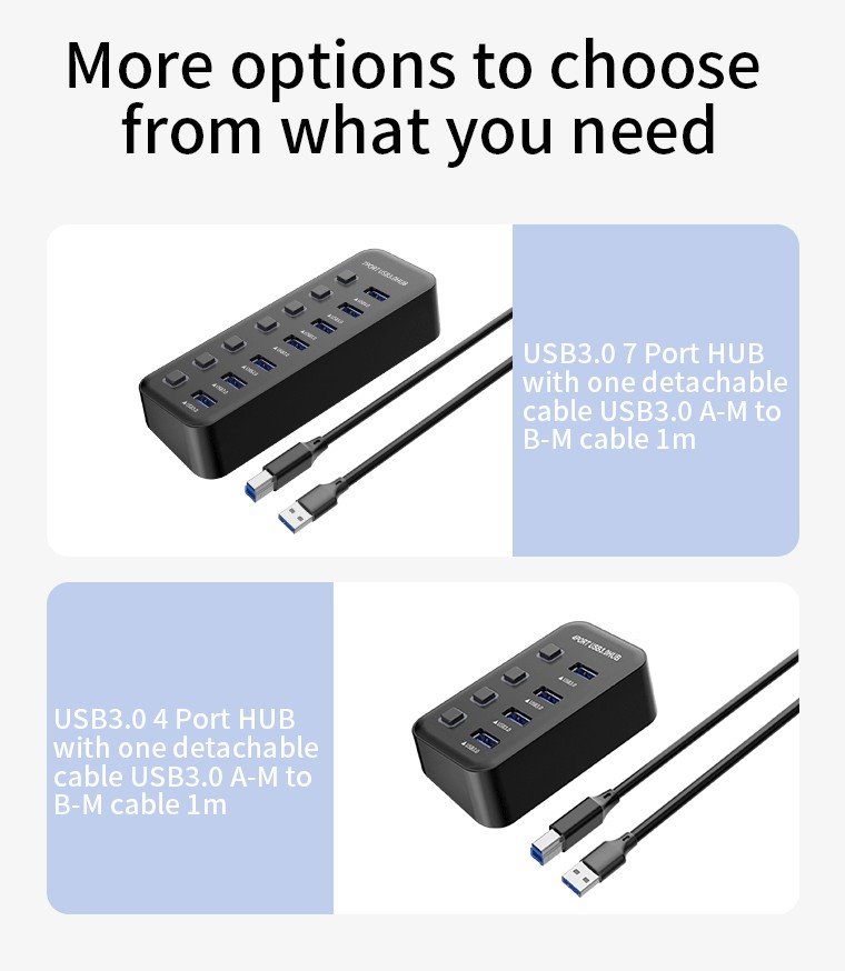 PremiumCord USB 3.2 Superspeed HUB 4-portový s vypínači portů