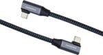 PremiumCord USB-C 2x zahnutý kábel ( USB 3.2 GEN 2x2, 5A, 100W, 20Gbit/s ) bavlnené opletenie, 1m