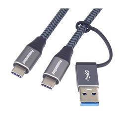 PremiumCord USB-C kabel ( USB 3.2 GEN 2x2, 5A, 100W, 20Gbit/s ) 2m, bavlněný oplet