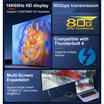 PremiumCord USB4 verzia 2.0 80Gbps 16K 60Hz 240W kábel Thunderbolt 3 a 4 0,8 m