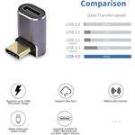 PremiumCord zahnutý 90° Adaptér USB-C Female - USB-C Male 40Gbps Aluminium