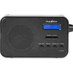 Prenosné rádio NEDIS/ DAB+/ FM/ 1,3"/ napájanie z batérie/ digitálne/ 3,6 W/ budík/ časovač vypnutia/ čierne