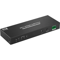 Prepínač HDMI 4:1 PremiumCord s podporou 8K@60Hz, 4K@120Hz, 1080P, HDR, tlačidlovým ovládaním a diaľkovým ovládaním