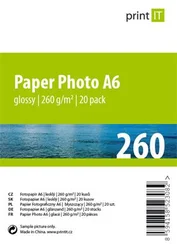 Print IT Paper Photo A6 260 g/m2 Glossy 20pck/BAL