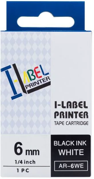 PRINTLINE kompatibilní páska s Casio, XR-6WE1, 6mm, 8m, černý tisk/bílý podklad