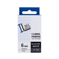 PRINTLINE kompatibilní páska s Casio, XR-6WE1, 6mm, 8m, černý tisk/bílý podklad