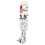 Prodlužovací kabel 1,5 m / 3 zásuvky / bílý / PVC / 1 mm2