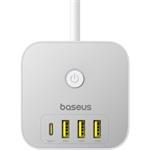 Prodlužovací kabel Baseus PowerCombo Cube 3x zásuvka + 3x USB + 1x USB-C 20W 1.5m bílý
