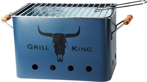 PROGARDEN Prenosný gril na drevené uhlie GRILL KING 43 x 20 cm modrý KO-C83000120
