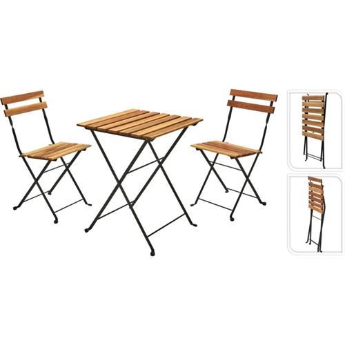 PROGARDEN Záhradný nábytok stôl + 2 skladacie stoličky BISTRO